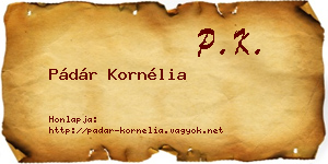 Pádár Kornélia névjegykártya